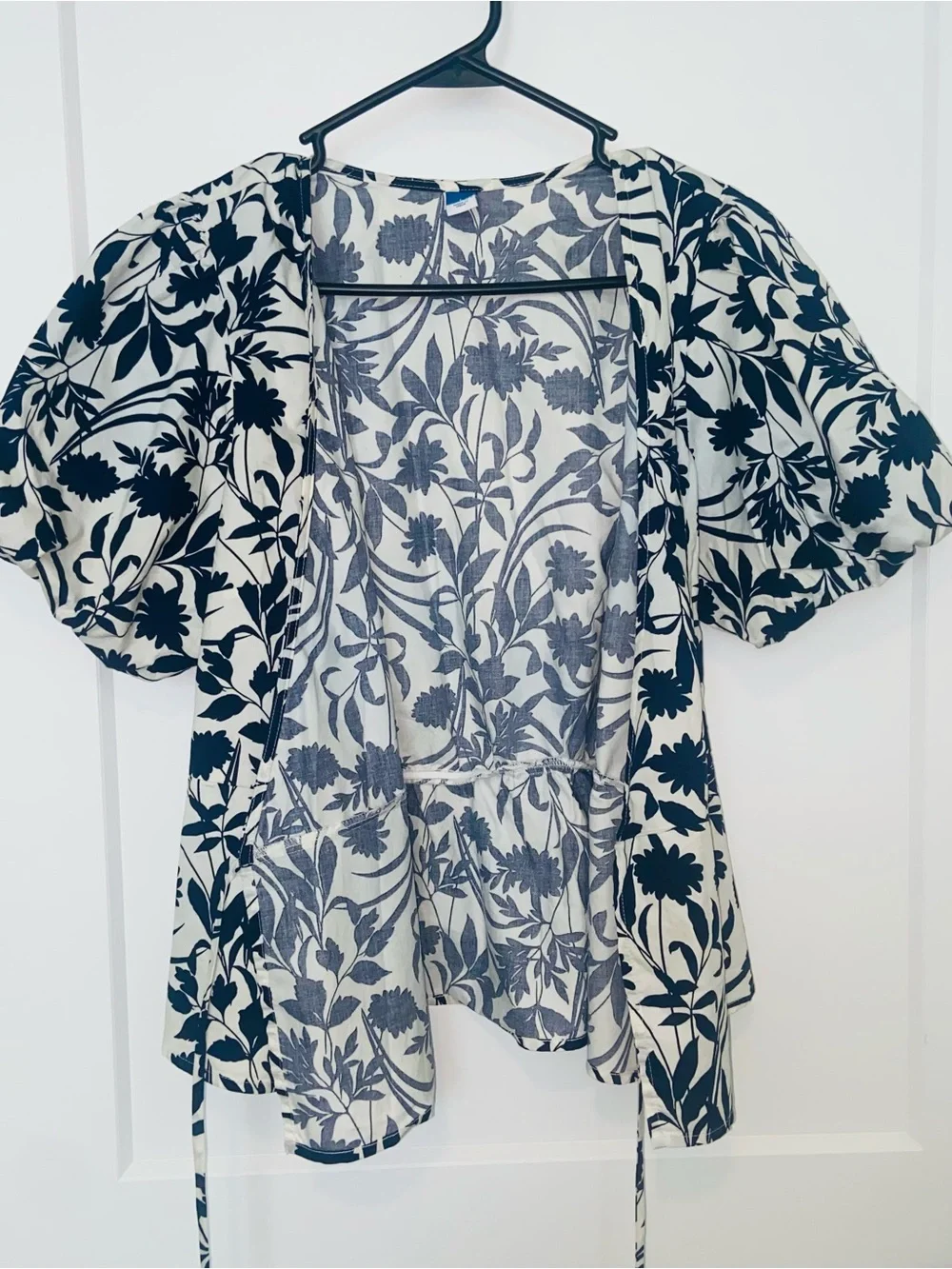 Floral Wrap Puff-Sleeve Top